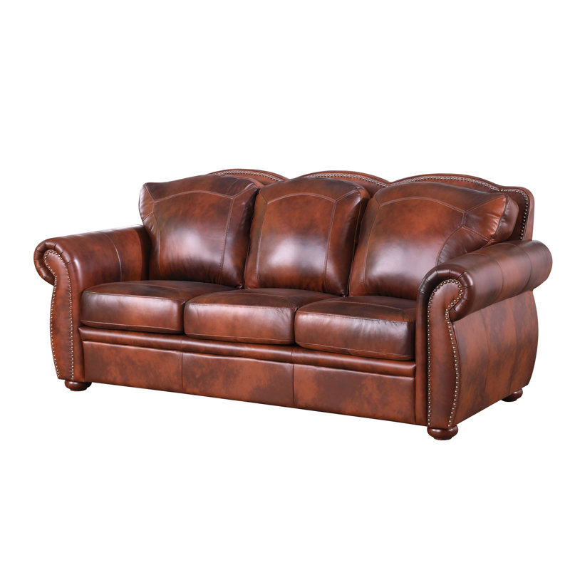 Leather Lusso 89'' Leather Sofa Wayfair